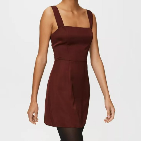 New Aritzia Sunday Best Tatiana Dress Mini Satin A Line Size 6 Square Neck - Picture 1 of 2
